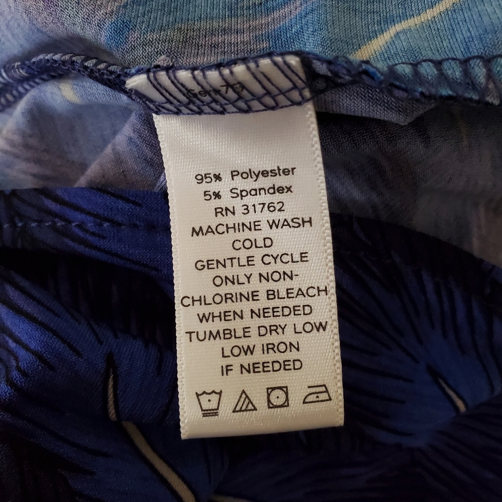 MARA HOFFMAN GYPSY M Blue Feather Print Faux Wrap 39" Dress LS Party Office EUC - Picture 10 of 13